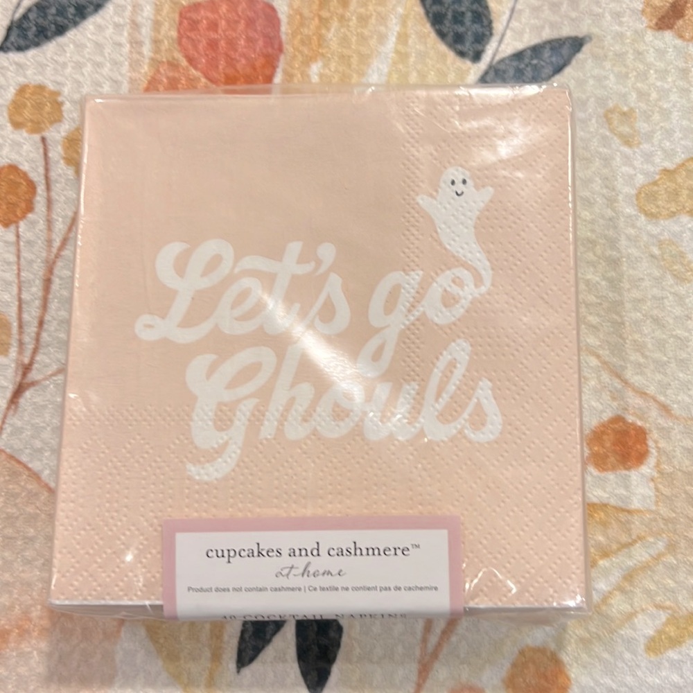 Let’s Go Ghouls pink ghost cocktail Halloween napkins